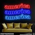 thumbnail image 2 of Craftnamesign America Neon Sign, Happy 4th Of July Wall Art, America Party Wall Decor, 2 of 4