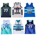 thumbnail image 2 of Camisetas de baloncesto Eslovenia 77 DONCIC Jersey Costura bordado Barato Alta Calidad Ropa deportiva al aire libre Blanco Azul Verde, 2 of 4