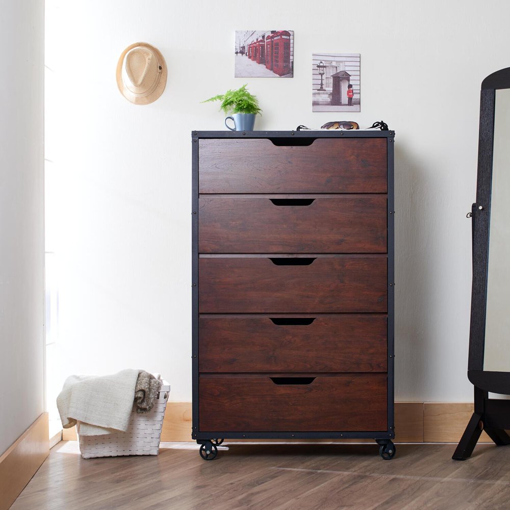 Rory 5Drawer Rolling Dresser