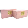 thumbnail image 3 of Galt International Storage Box Set Decorative Storage Box w/Hinged Lid Classic Design Wood Decor Boxes with Geometric Clasp Storage for Bedroom & Home - Set of 2 (Pink & Gold), 3 of 14
