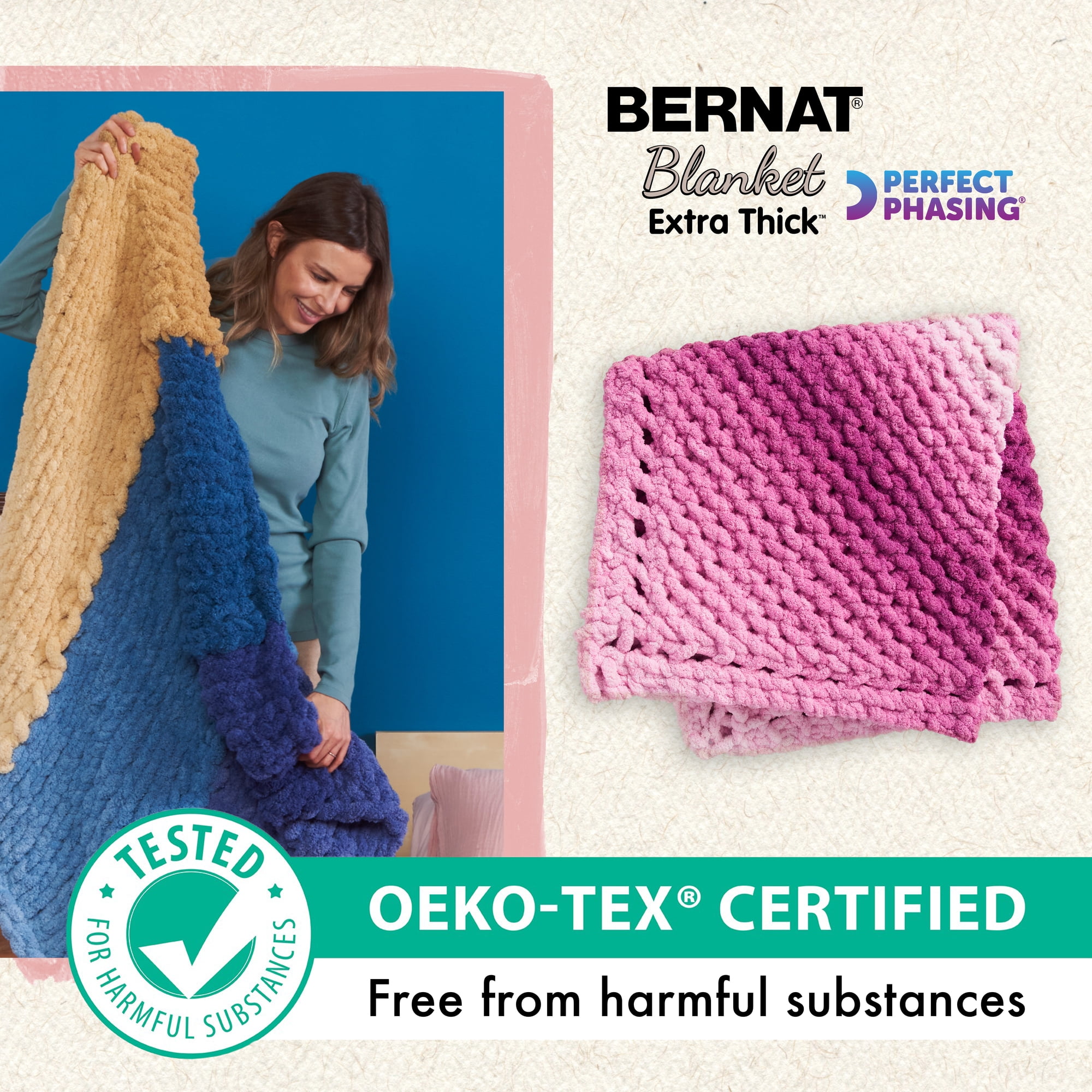 Laine jumbo en polyester Bernat® Blanket Exthick Perfect Phasing™ n° 7, bleu électrique, 600 g (21,2 oz), 60 m (65 yards)
