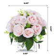 thumbnail image 4 of Enova Home Artificial 18 Heads Fake Silk Roses Flowers Arrangement in Clear Cube Glass Vase with Faux Water for Home Office Decoration(Pink), 4 of 4