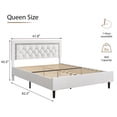 thumbnail image 5 of 4 EVER WINNER Queen Bed Frame, Upholstered Platform Bed with Headboard, White Queen Bed Frame, Diamond Design, White, 5 of 6
