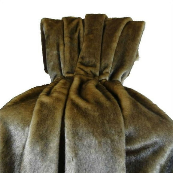 Wild Mink Fur Faux Fur Handmade Blanket Pillow, Light & Brown - 96 x 110 in.