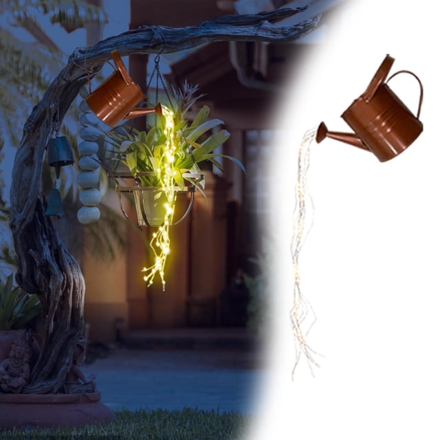Fiudx Lámpara de Ducha Iron Star, Regadera Solar Led, Decoración de Jardín, Material Resistente a La Corrosión, Luz Blanca Cálida, Foco para Patio Exterior, Longitud de Luz de 80 Cm.