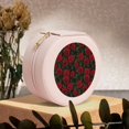 thumbnail image 6 of Yiaed Rose Print Travel Jewelry Case Bridesmaid Gift Boxes Jewelry Travel Organizer Small Round Jewelry Box Mini Storage-Pink, 6 of 7