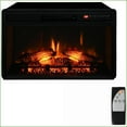 thumbnail image 3 of Electric Fireplace Insert, 27" Retro Recessed Heater with Realistic Log Flame, Remote Control, 1400W | Black | Steel, 3 of 20