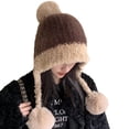 thumbnail image 2 of Women's Autumn Winter Knit Hat, Plush Crochet Slouchy Beanie, Large Head Size Fisherman Cap, Warm Wool Blend Cold Weather Hat, Oversized Slouch Cap, Unisex Design - Coffee, 2 of 4