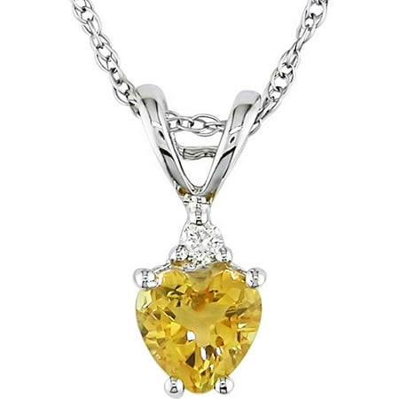 3/8 Carat T.g.w. Citrine Heart And Diamo