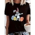 thumbnail image 1 of Women's Easter Bunny & Eggs Tee - Casual Short Sleeve Crew Neck T-Shirt, Stretchy, 1 of 6