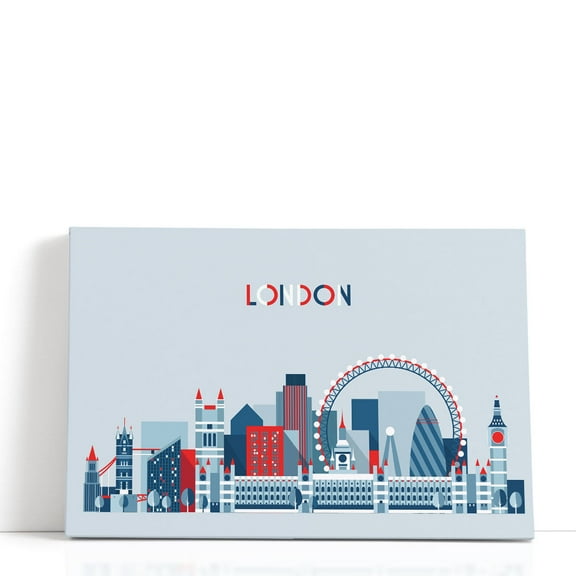London, England, City Skyline - Wrapped Canvas Print Wall Art | 30" W x 20" H