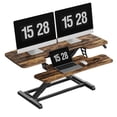 thumbnail image 2 of FitStand Home Office Height Adjustable Standing Desk Converter Special Walnut 42" U-Shape with Keyboard Tray, 2 of 7