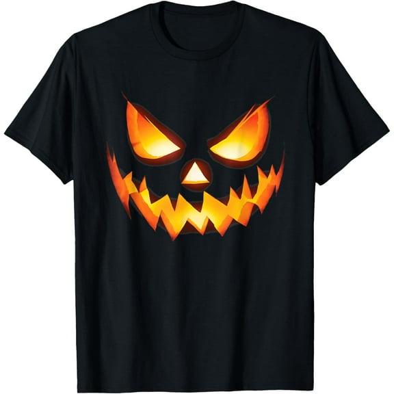 Jack O Lantern Scary Carved Pumpkin Face Halloween Costume T-Shirt100% pure cotton short-sleeved shirt for both men and women