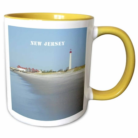 3dRose Cape May New Jersey With Lighthouse n Beach - Two Tone Yellow Mug,
