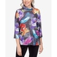 thumbnail image 4 of Alfred Dunner Womens Petite Brushstroke Floral Cowl Neck Top, 4 of 6