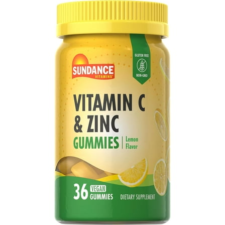 Vitamin C and Zinc Gummies | 36 Count | Lemon Flavor | For Men and Women | by Sundance