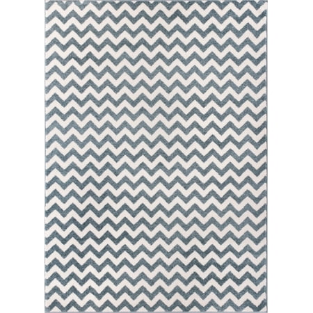 Casual Traditions 3 Light Wandering Chevron Light Blue Zig Zag Modern Casual Geometric 3 x 10 (2'7