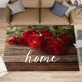 thumbnail image 2 of Red Rose Rugs for Living Room - Nordic Minimalist Area Rug, 5x8 Rug, Wooden Planks Washable Non Slip Rugs, Farmhouse Carpet, Floral Carpet - Red Rose Home Decor Gifts for Women, 2 of 4