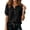 Black, variant on Women Shirts Blouses Summer Casual Boho Puff Short Sleeve Button Down Loose Fit Tunic Shirts O-Neck Classic Solid Color Tops