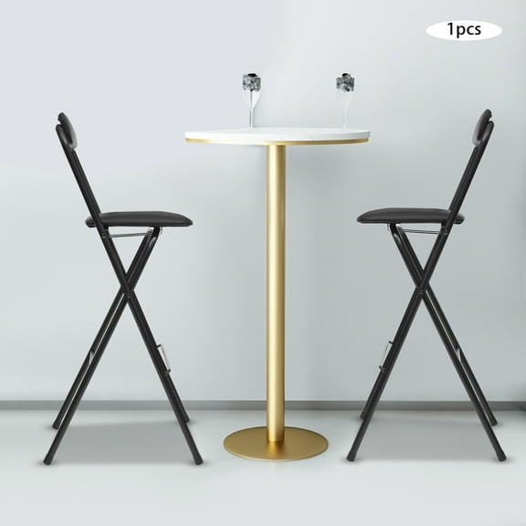1 PCS Black Foldable Bar Chair, Tall Folding Chair, Portable Folding Stool