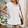 thumbnail image 5 of Womens Tops Dressy Casual Summer Flutter Sleeve T-Shirts Trendy Ruffle Short Sleeve Loose V-Neck Tunic Tops, 5 of 8