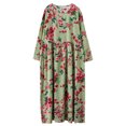 thumbnail image 2 of Vestido de mujer Estampado floral O-cuello Manga larga Vintage Casual Playa suelta Vacaciones Eccomum XX-grande, 2 of 7