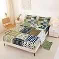 thumbnail image 2 of jejeloiu Rustic Fishing Quilt Bed Sheets,Cabin Plaid Pattern Full Size Sheets For Boys,Green Navy,4-Piece,1 Flat Sheet, 1 Fitted Sheet and 2 Pillowcases, 2 of 6
