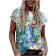 thumbnail image 2 of Puntoco Moda Casual Manga Corta Impreso O-Cuello Blusa Camiseta Suelta Señoras tops Puntoco Puntoco-4880, 2 of 3