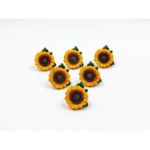 Juego de 6 tiradores de cajones de resina de girasol de Amyoxu