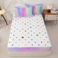 thumbnail image 4 of Erosebridal Colorful Dreamy Stars Zipper Queen Comforter Set with Fitted Sheet and 2 Pillowcases,Rainbow Sequin Print Sky Zipper Bedding Set For Girls,Polkadot Reversible,4 Pieces, 4 of 7