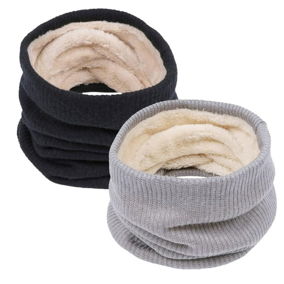 Ksopiavobs Infinity Scarf Winter Double-Layer Neck Warmer Knit Fleece Lined Circle Loop Scarves Gifts