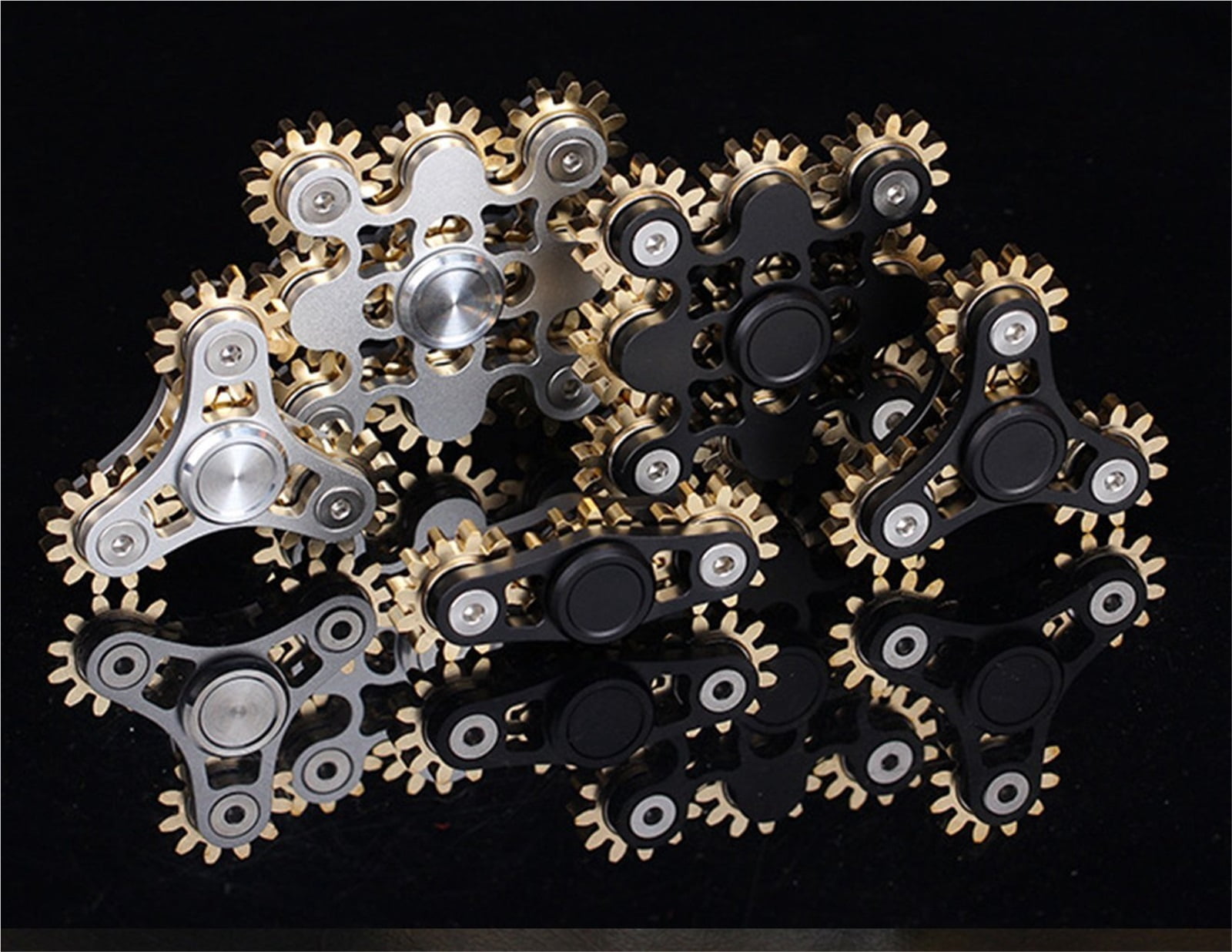 Pure Brass Fidget Spinner Gears Linkage Fidget Metal DIY Hand Spinner Spins Long Time EDC Focus Meditation Break Bad Habits ADHD with Multiple Premium Bearings (13 Bearings White)
