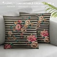 thumbnail image 3 of Qinduosi Small Flower Throw Pillow Cover Seamless Romantic Ditsy Floral on Black and White Stripes Decorative Square Pillow Case for Home Bedroom Living Room Cushion Cover Inch, 3 of 5