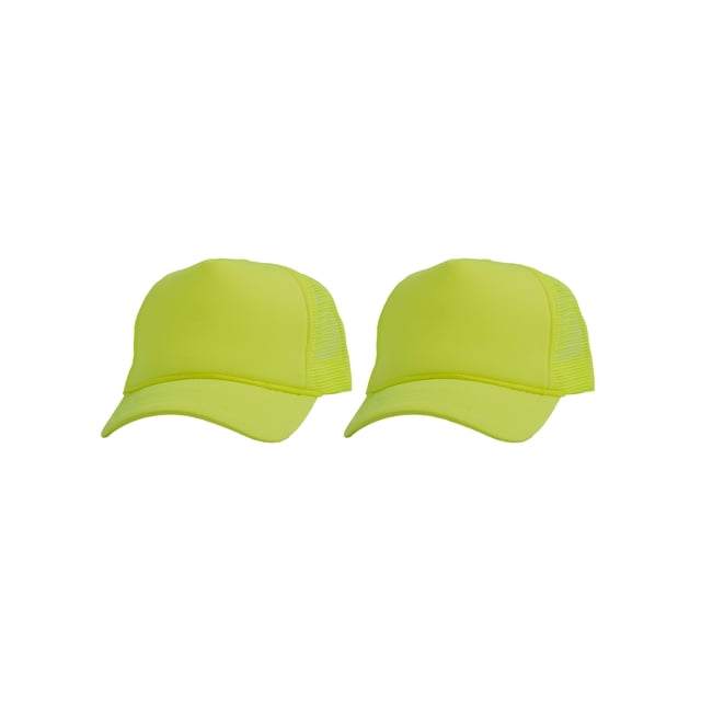 Top Headwear Men's Blank Rope Trucker Foam Mesh Plain Neon Yellow