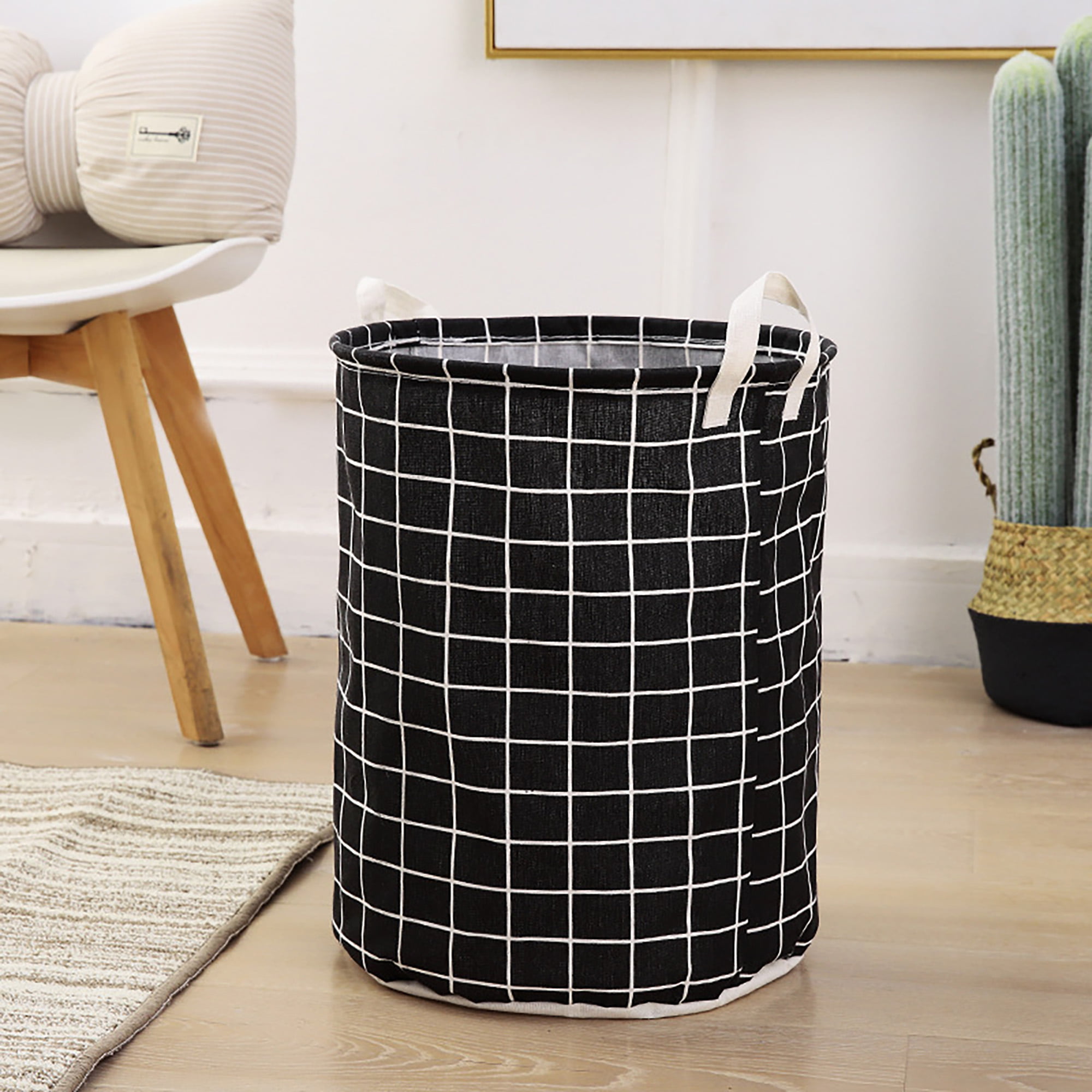 Large Folding Laundry Hamper Cotton Linen Clothes Storage Basket Washing Bag 