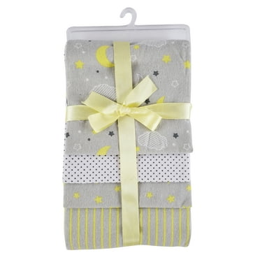 Bambini Yellow and Gray Moon and Stars Print Baby Blanket (4 Count)