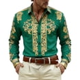 thumbnail image 2 of SOFTCCLO Mens Shirts Casual Western Cowboys Long Sleeve Top Carnival Festive Button Down Lapel Comfortable Shirt for Men Green XL, 2 of 4