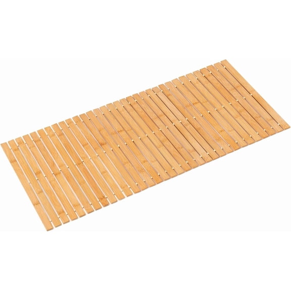 Bath Mat Bathroom Runner Long Large Rugs Floor Wood Shower Bathtub Waterproof Non Slip Accessories 16x34 Inch Easy to Clean, Natural, 1 pc