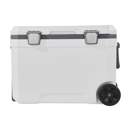 45 QT Portable Cooler on Wheels, Insulated Ice Chest - 64 Can Capacity with Cup Holders, Outdoor Camping Picnic Travel Cooler