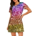 thumbnail image 1 of Disketp Glitter Rainbow para Camisón Corto de Manga Corta para Mujeres, Camisón Cómodo con Escote Redondo, Bonito y Confortable, 1 of 6