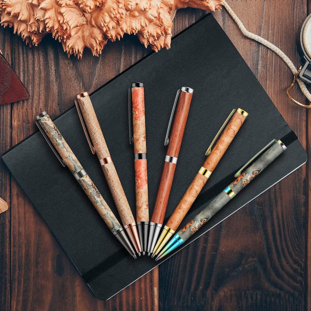 Lot De 10 Kits Pour Fabriquer Stylos Rotatifs En Bois | Inclut Mécanismes (Or, Chrome) Et Blanks En Bois Dur | DIY, Tournage Sur Bois
