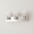 thumbnail image 5 of Goodwin Collection Three-Light Brushed Nickel Modern Vanity Light with Clear Glass, 5 of 5