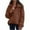 Brown, variant on Womens Quilted Pullover Lightweight Puffer Jackets Snap Button Front Stand Collar Winter Down Coats Travel Casual Thicken Warm Fall Jackets