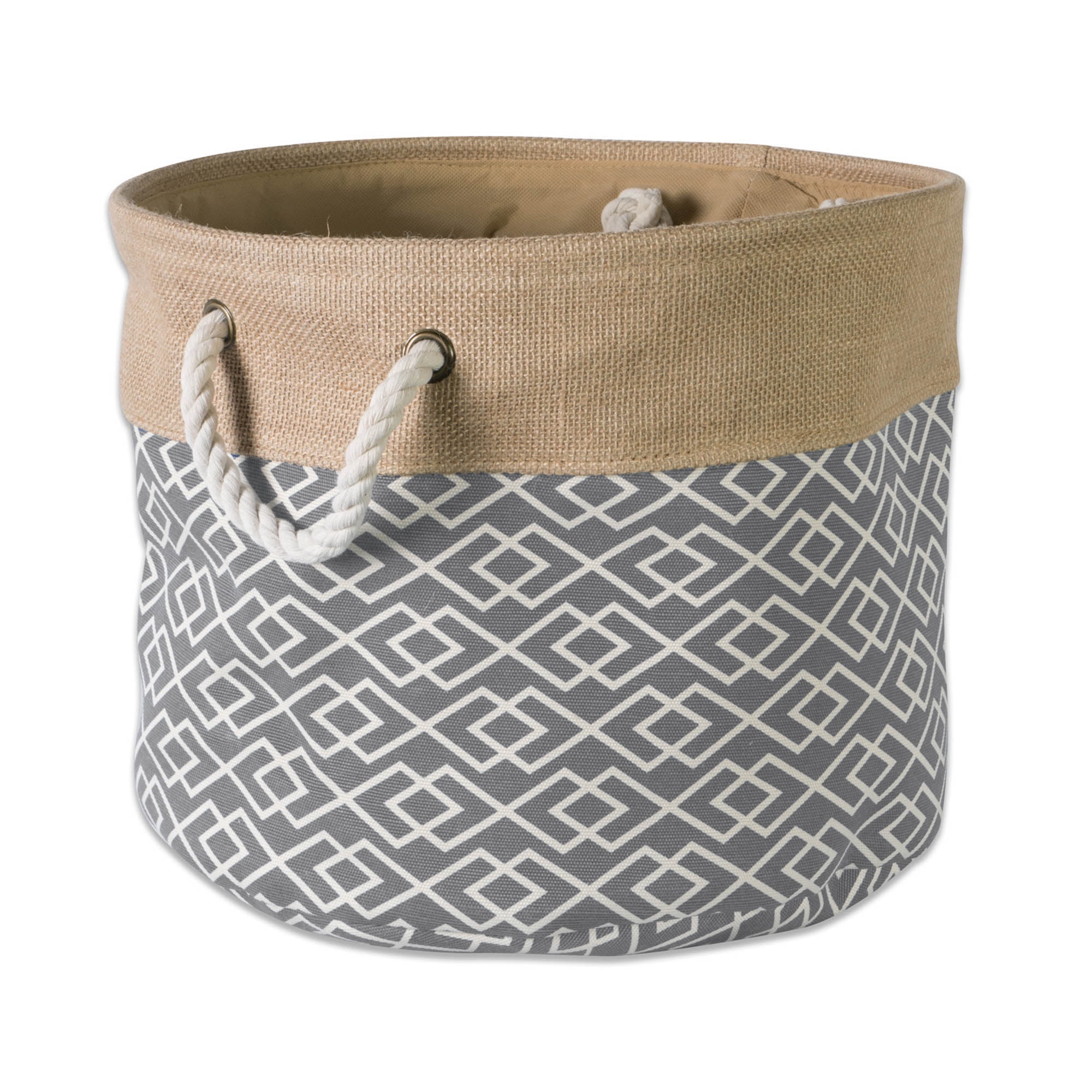 DII Collapsible Burlap Storage Basket or Bin with Durable Cotton
