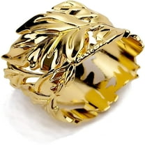 LAMIRO Set of 6 Gold Napkin Rings for Dinner Parties Weddings Receptions Family Gatherings or Everyday Use (Gold Leaf)