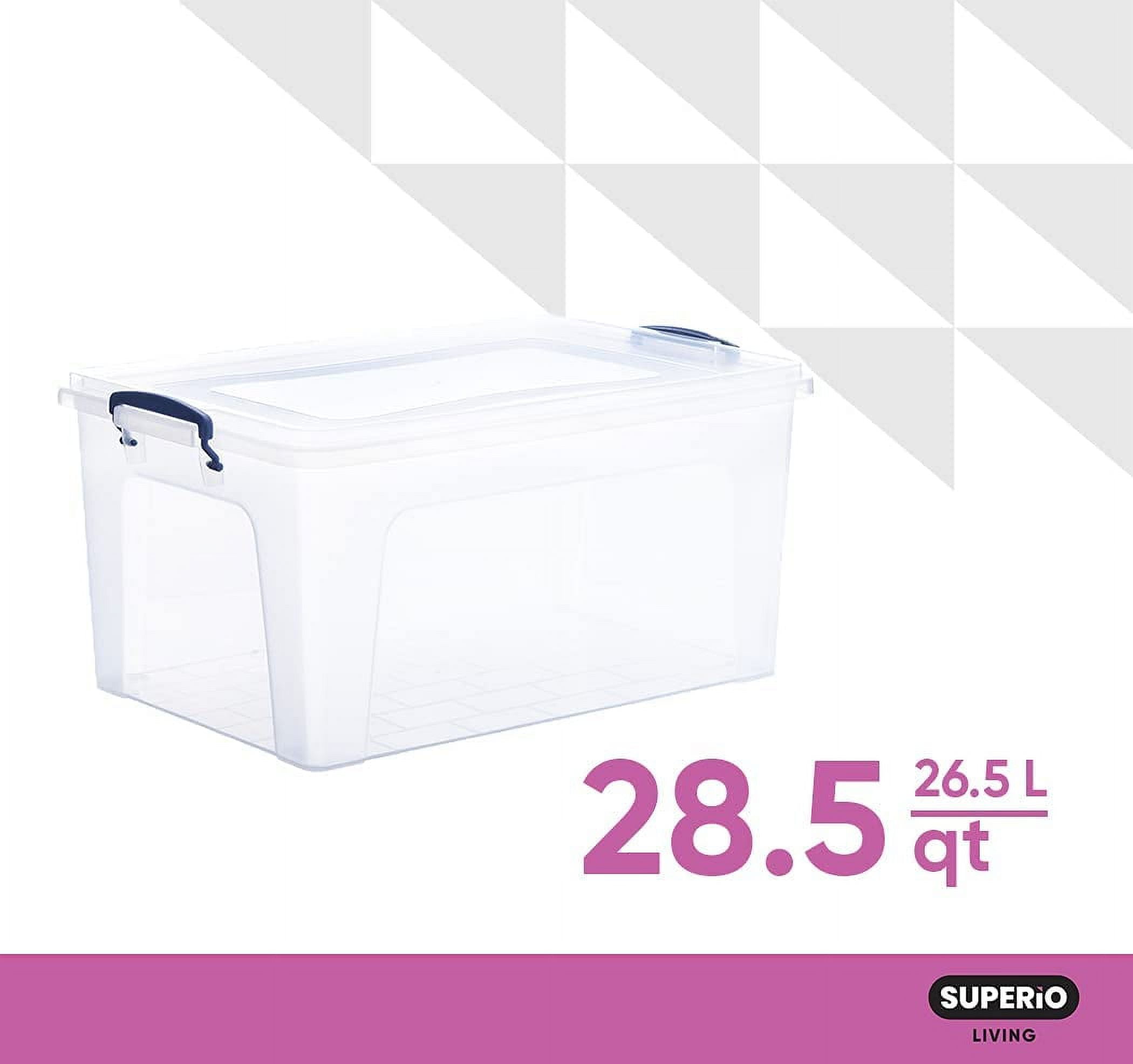 Superio Clear Plastic Storage Bins with Lids, 28.5 Quart (6 Superio Clear Plastic Storage Bins with Lids, 28.5 Quart (6