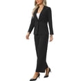 thumbnail image 4 of INSPIRE CHIC Business Blazer Pants Set for Women's One Button Office Work 2 Piece Pant Suit S Black, 4 of 6