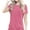 Pink, variant on Women Solid Color Short Sleeve Button Decor Tops