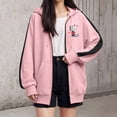 thumbnail image 2 of Xudanell Oversized Hoodies for Women Drawstring Pocket Zip up Womens Winter Jackets Pink M, 2 of 4