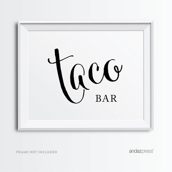 Taco Bar Formal Black & White Wedding Party Signs